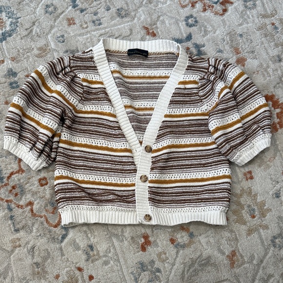 House of Harlow 1960 Crochet Knit crop Striped Button-Up Knit Cardigan Sz.S/M - Picture 4 of 14